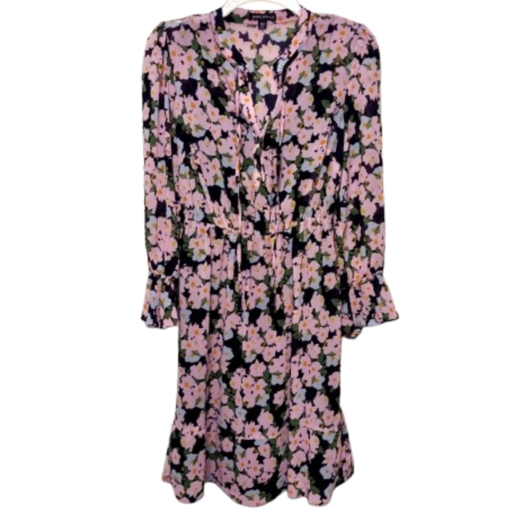 J.Crew Mercantile Women's Drapey Tie Front Floral Elastic Waist Dress Size XXS